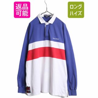 ラルフローレン(Ralph Lauren)の90s ポロスポーツ ラルフローレン ボーダー ラガーシャツ メンズ XL / ポロ 90年代 オールド POLO SPORT Yacht challenge ヨット ラグビー(シャツ)