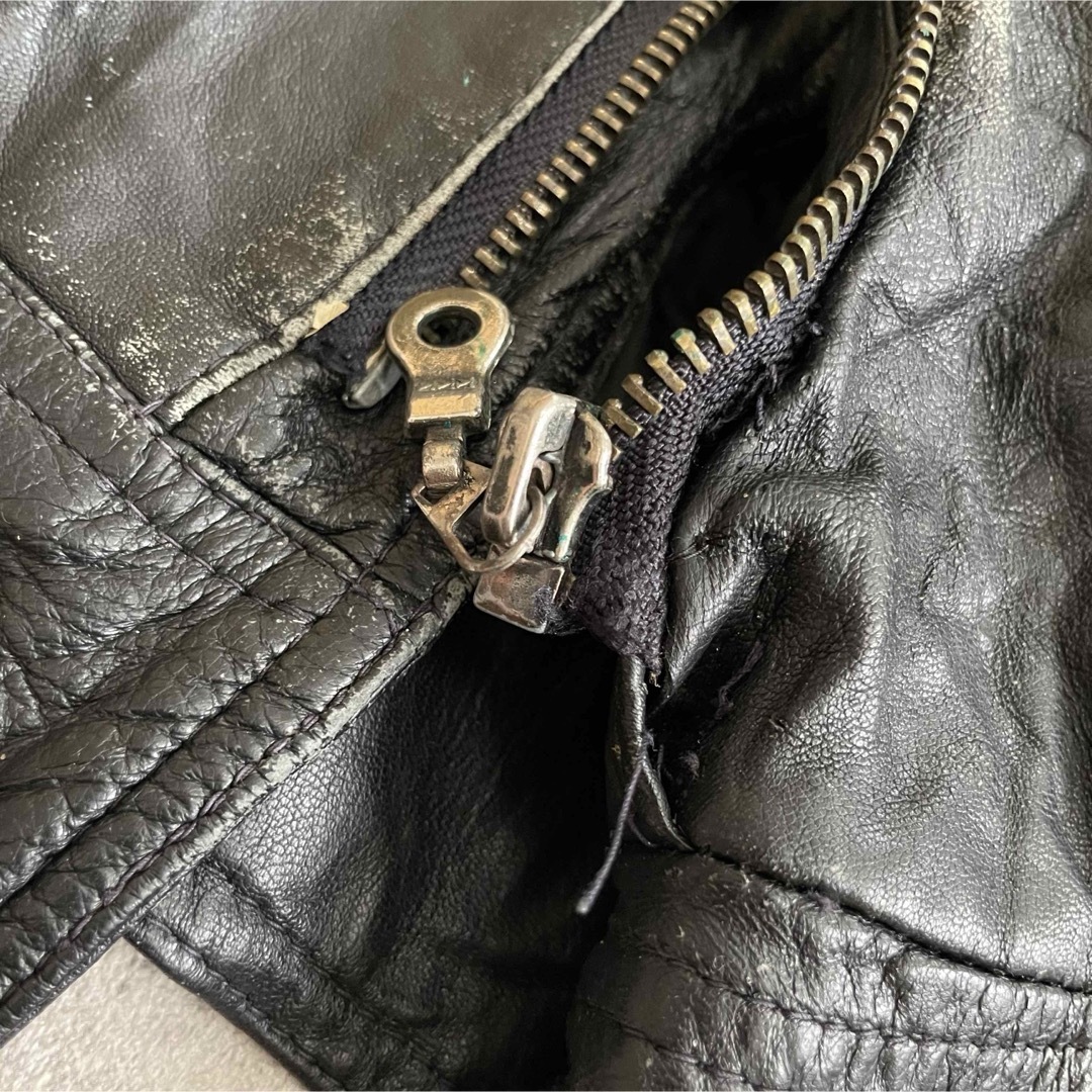 VINTAGE(ヴィンテージ)の古着 80-90's vintage レザーフライトジャケット ブラック 48 メンズのジャケット/アウター(レザージャケット)の商品写真