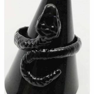 【フリーサイズ】蛇　スネーク　ヘビ　リング　指輪　へび　ミニ　ブラック(リング(指輪))