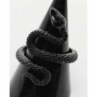 【フリーサイズ】蛇　スネーク　ヘビ　リング　指輪　へび　シンプル　ブラック(リング(指輪))