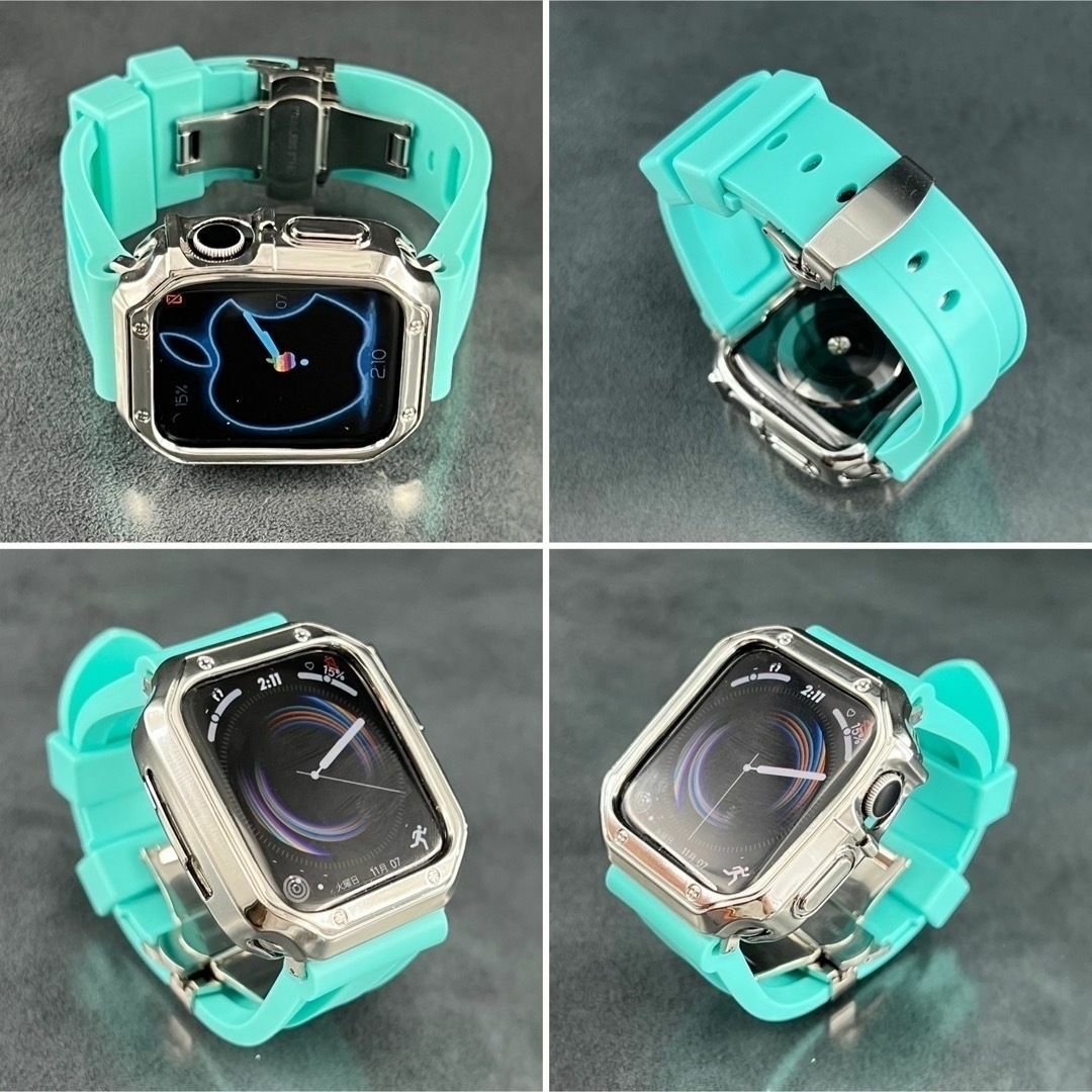 アップルウォッチ　クロームTPU ケースティファニーラバーベルトDバッグル メンズの時計(ラバーベルト)の商品写真