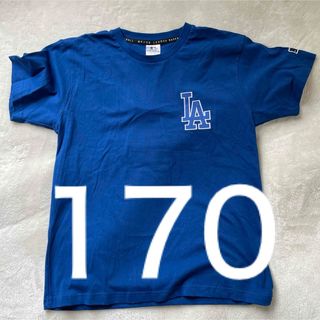 メジャーリーグベースボール(MLB)の170cm MLB ドジャース 大谷翔平 半袖 シャツ Tシャツ　青　刺繍キッズ(Tシャツ/カットソー)