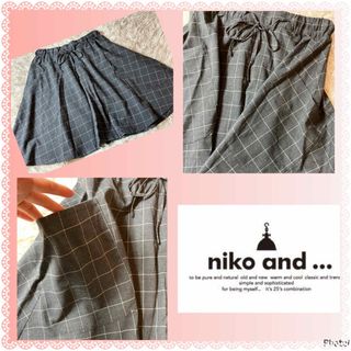 ニコアンド(niko and...)のニコアンド★良品★絞りリボン★でかでかポケット★フレアスカート(ひざ丈スカート)