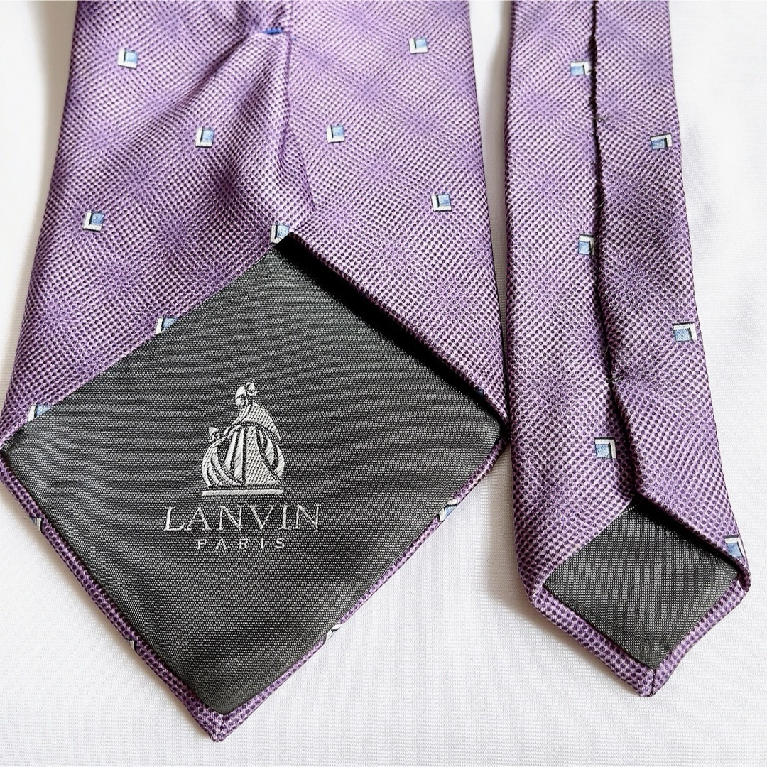 LANVIN(ランバン)のLANVIN★パープル★小紋柄★総柄★総シルク★フランス製★ネクタイ★10 メンズのファッション小物(ネクタイ)の商品写真