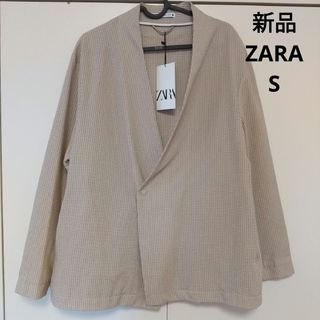 ザラ(ZARA)のZARA パッカブル シアサッカージャケット ベージュ ノーカラー(ノーカラージャケット)