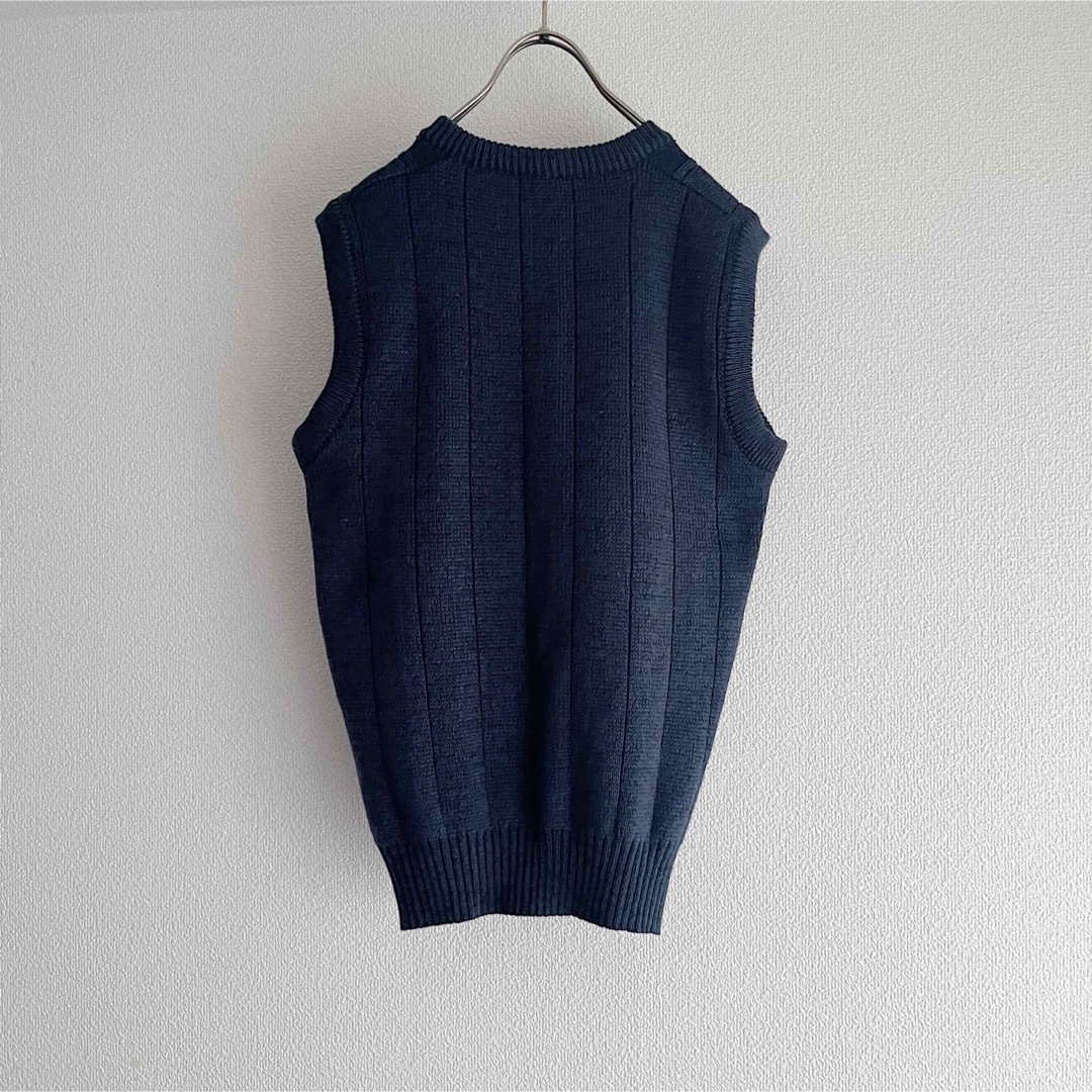 古着 Old Argyle Knit Vest / 立体ニット ネイビー メンズのトップス(ベスト)の商品写真