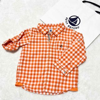 プチバトー(PETIT BATEAU)のプチバトー　シャツ　86cm24m 長袖　チェック柄(シャツ/カットソー)