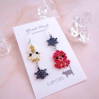 【イヤリングOK】イカ　タコ　ピアス　ハンドメイド（イカタコシリーズ）インク模様(ピアス)