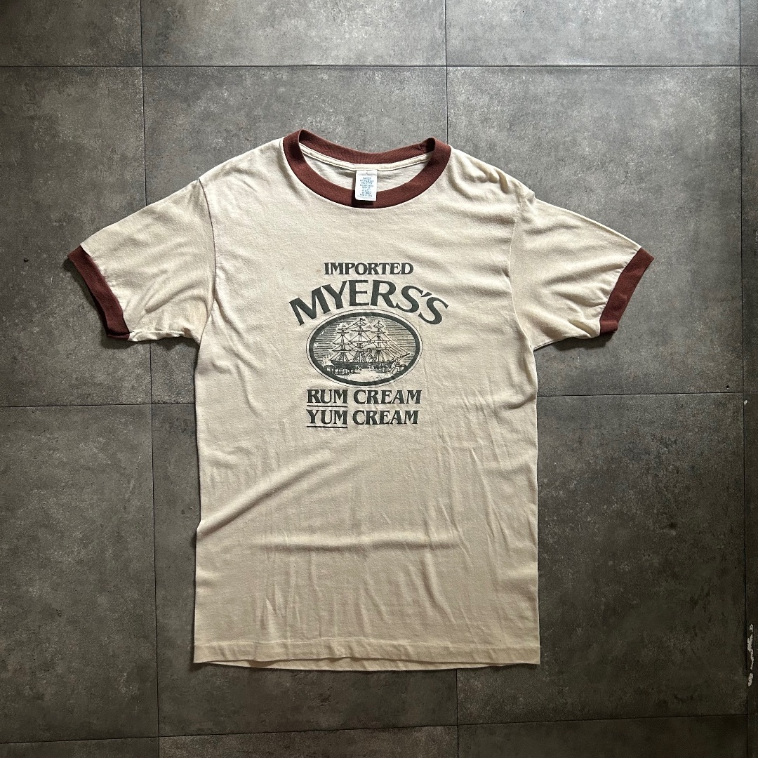 70s80s リンガーtシャツ USA製 ベージュ×ブラウン L メンズのトップス(Tシャツ/カットソー(半袖/袖なし))の商品写真