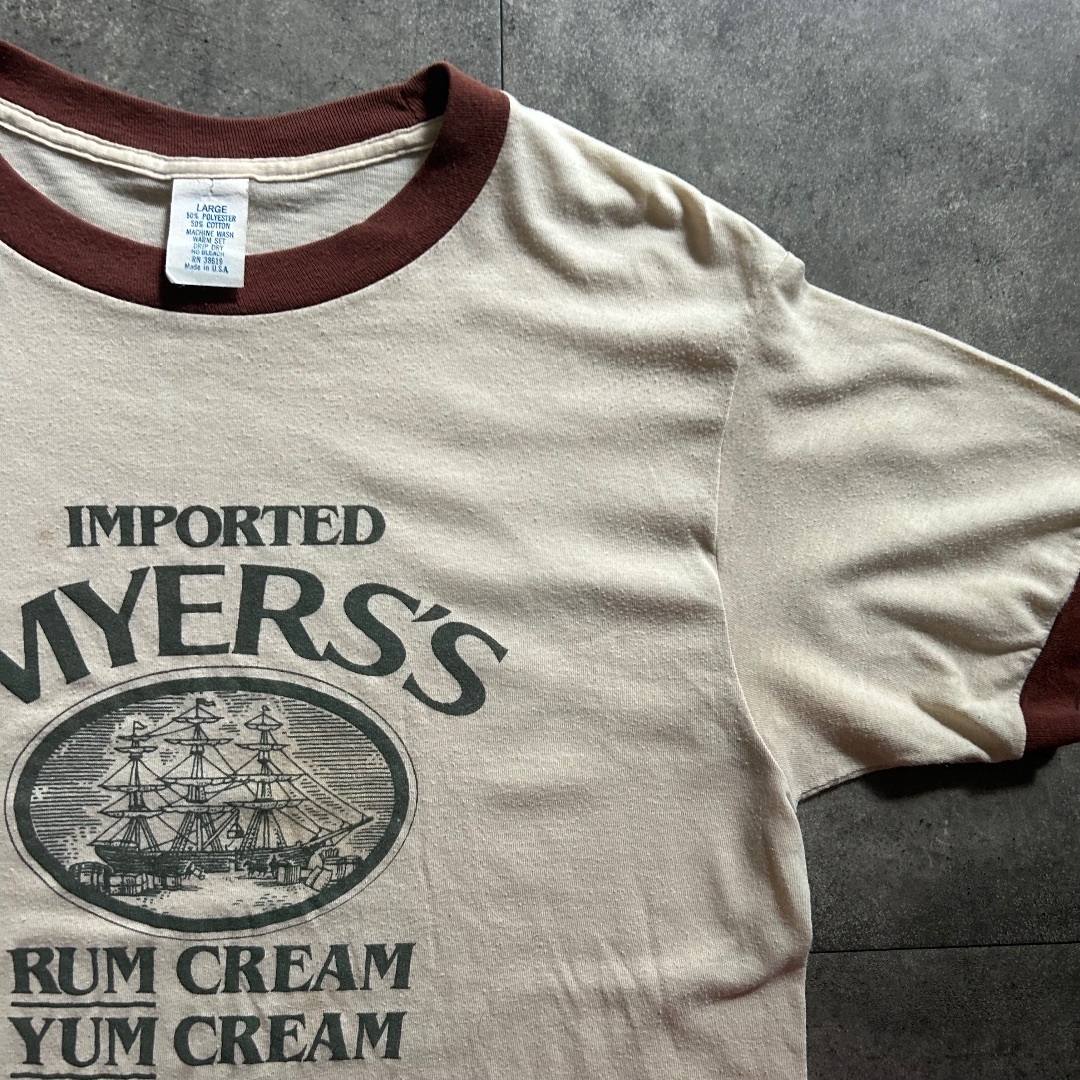 70s80s リンガーtシャツ USA製 ベージュ×ブラウン Lの通販 by 70s80s リンガーtシャツ USA製 ベージュ×ブラウン Lの通販 by