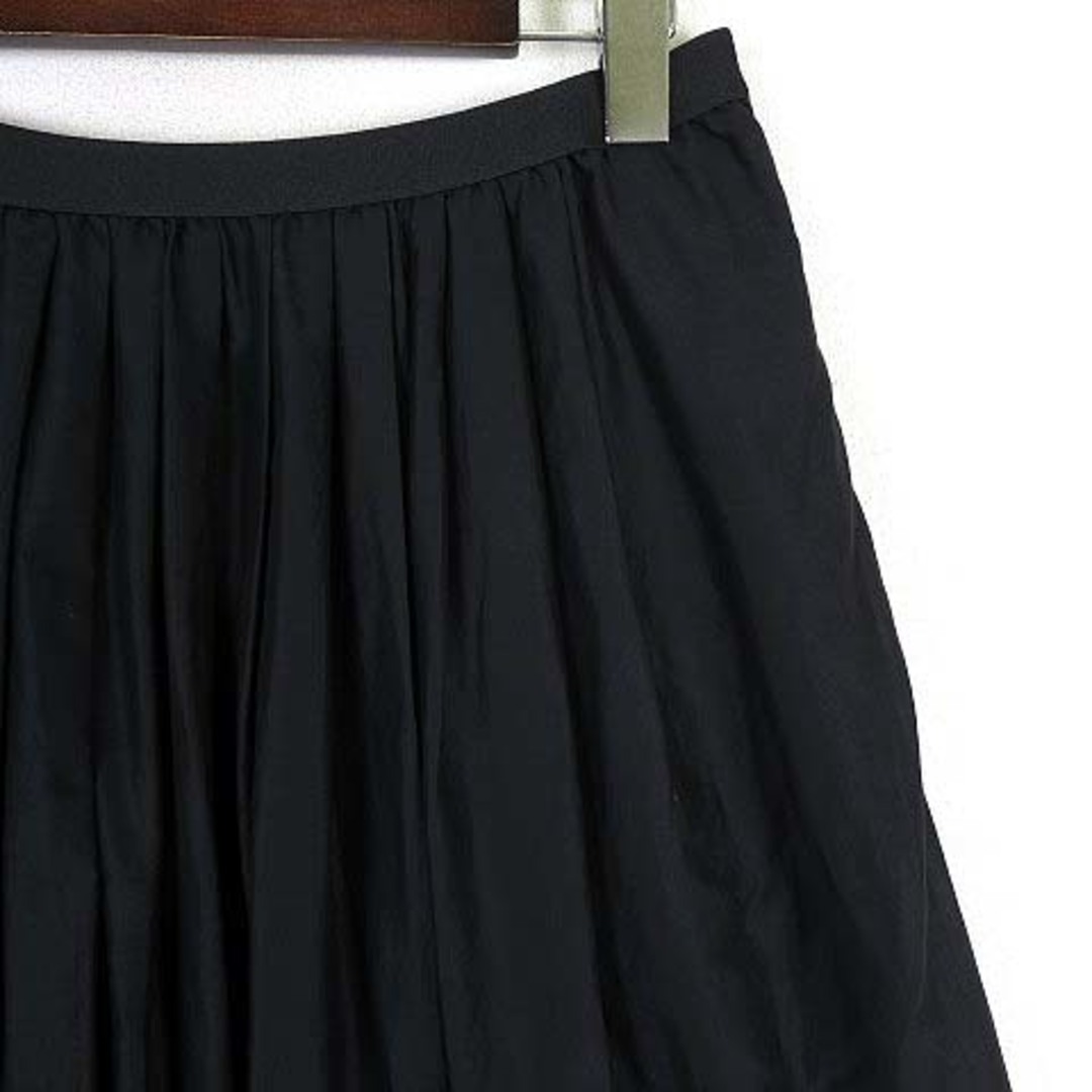 UNIQLO(ユニクロ)のユニクロ スカート ギャザースカート フレア コットン ひざ丈 L 黒 ブラック レディースのスカート(ひざ丈スカート)の商品写真