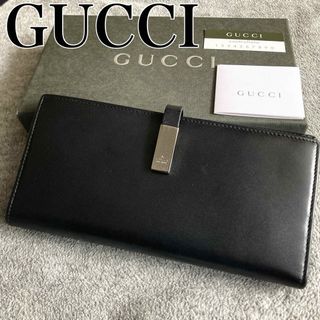 Gucci - 【状態良好セット】グッチ 二つ折り長財布 カーフレザー ブラック Cカード付き