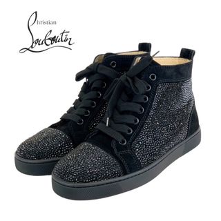 クリスチャンルブタン(Christian Louboutin)のクリスチャンルブタン Christian Louboutin スニーカー ハイカットスニーカー スワロフスキー ラインストーン ロゴ スエード ブラック(スニーカー)