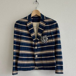 ラルフローレン(Ralph Lauren)の『USED良品』 RALPH LAUREN ラルフローレン  ボーダージャケット　サイズ0 RN41381 テーラードジャケット コットン ブルー/イエロー系 レディース【中古】(テーラードジャケット)