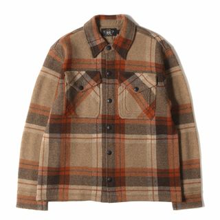 ダブルアールエル(RRL)の美品 RRL ダブルアールエル ジャケット サイズ:S 22AW チェック ウール シャツ セーター PLAID WORK SHIRT SWEATER ベージュ ブラウン ラルフローレン アウター 上着 ブルゾン【メンズ】【中古】(その他)