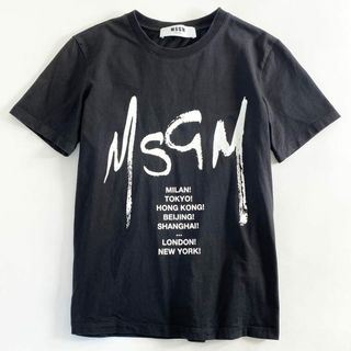 エムエスジイエム(MSGM)の19d4 MSGM エムエスジーエム WITH GRAFFITI LOGO TEE グラフィティロゴTシャツ XS ブラック カットソー イタリア製(Tシャツ(半袖/袖なし))