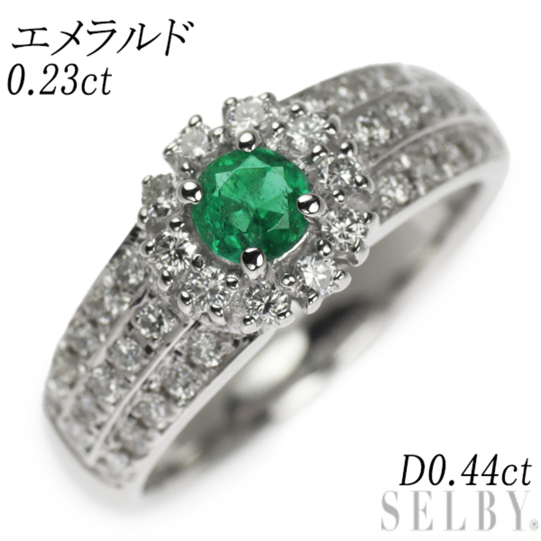 Pt900 エメラルド ダイヤモンド リング 0.23ct D0.44ct レディースのアクセサリー(リング(指輪))の商品写真