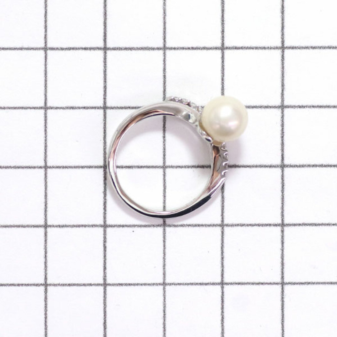 Pt900 アコヤ真珠 ダイヤモンド リング 径約7.5mm D0.15ct レディースのアクセサリー(リング(指輪))の商品写真