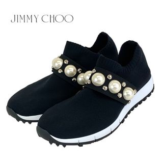 JIMMY CHOO - ジミーチュウ JIMMY CHOO スニーカー ソックススニーカー 靴 シューズ パール スタッズ ニット ブラック ホワイト