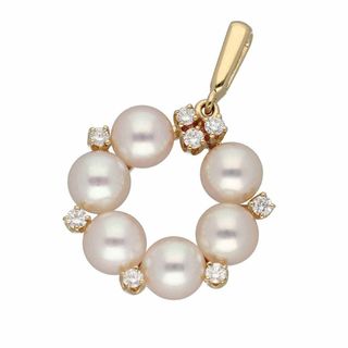 MIKIMOTO ミキモト パール(直径約5.25mm)ダイヤモンド(0.11ct) ペンダントトップ 750 K18 YG イエローゴールド【送料無料】【代引き手数料無料】トップ【中古】24060227(チャーム)