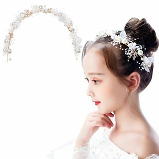 カチューシャ キッズ ヘアアクセサリー ヘッドドレス 髪飾り パール sm482(その他)