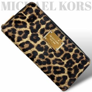 マイケルコース(Michael Kors)の美品　マイケルコース　長財布　ラウンドジップ　ラウンドファスナー　レオパード(財布)