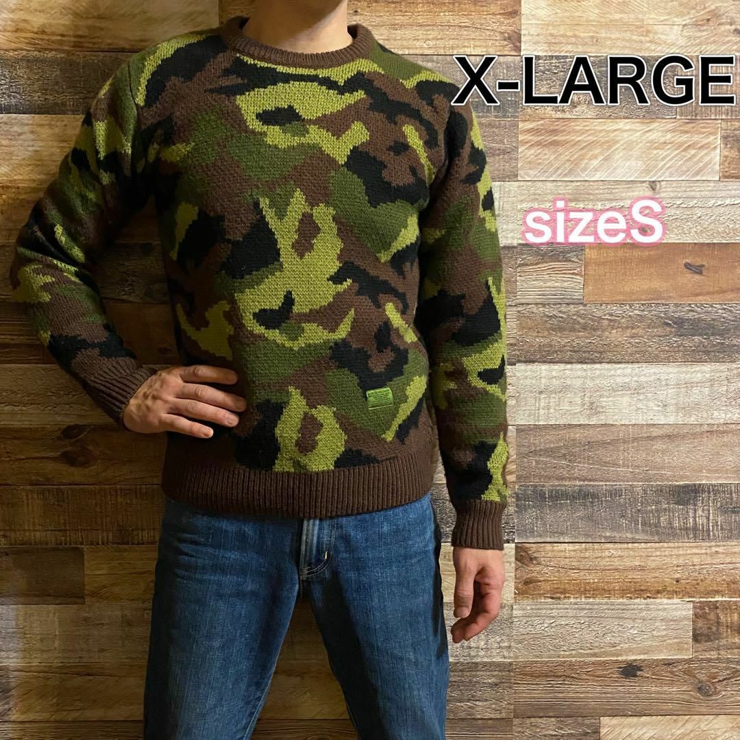 XLARGE(エクストララージ)のエクストララージ　迷彩 カモフラ　ニット　メンズS メンズのトップス(ニット/セーター)の商品写真