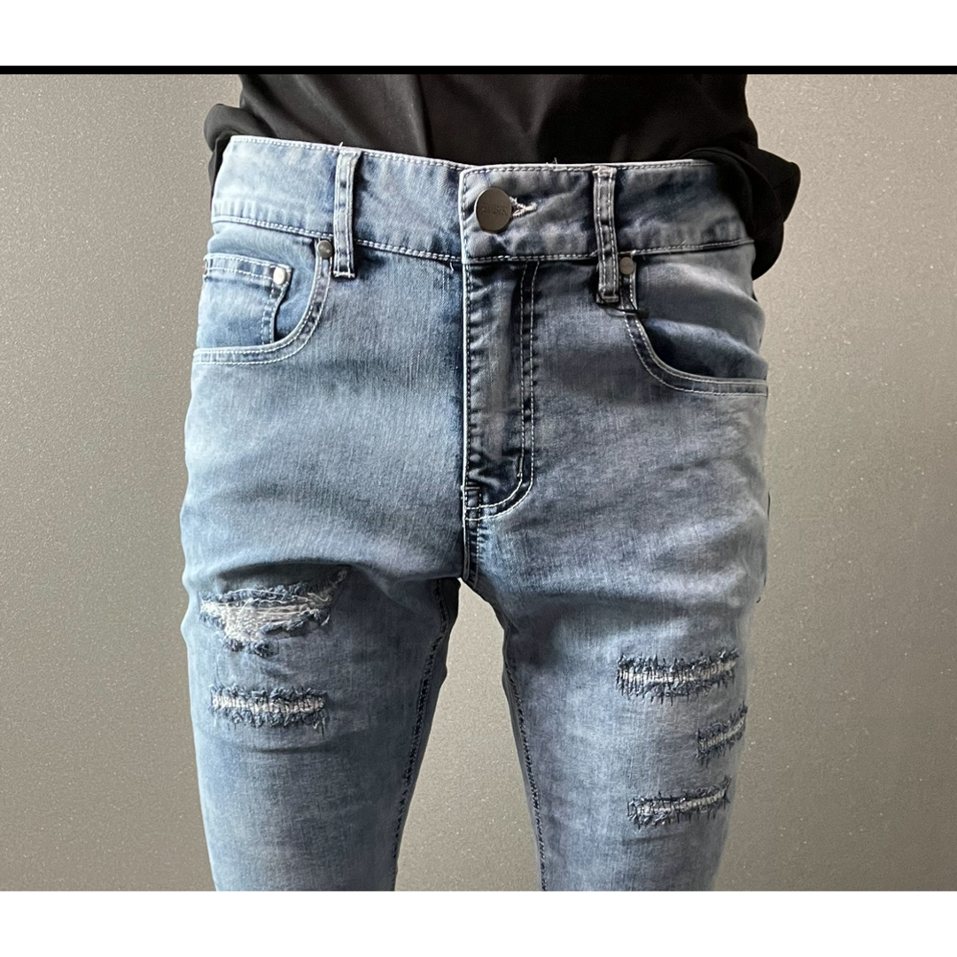 【ケミカルデニム】⓪ダメージ加工スキニーパンツ人気 ザラ ロンハーマン 好きな方 メンズのパンツ(デニム/ジーンズ)の商品写真