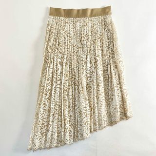 アドーア(ADORE)の19d4 ADORE アドーア アシンメトリー レーススカート 38 ベージュ ホワイト 日本製 ボトムス SKIRT(ひざ丈スカート)