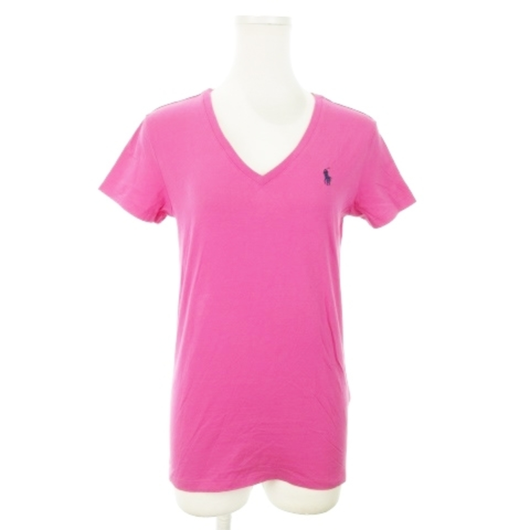 Ralph Lauren(ラルフローレン)のラルフローレン Tシャツ カットソー  Vネック 半袖 ロゴ刺繍 S ピンク レディースのトップス(Tシャツ(半袖/袖なし))の商品写真