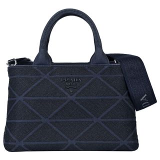 プラダ(PRADA)のプラダ PRADA カナパ ミニ ハンドバッグ 2WAY キャンバス ネイビー レディース【中古】(ハンドバッグ)