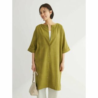 グリーンパークス(green parks)の【グリーン】前後2wayミディ丈タックワンピース 24SS/ロング丈/クルーネック/体型カバー/きれいめ(ロングワンピース/マキシワンピース)