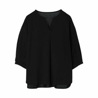 グリーンパークス(green parks)の【ブラック】BEST PRICE スキッパー七分袖カットプルオーバー 24SS/接触冷感/体型カバー/春夏/レディース(カットソー(長袖/七分))