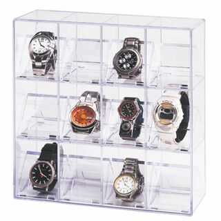新品■腕時計ディスプレイケース12個用透明ウォッチコレクションボックス業務用陳列(店舗用品)