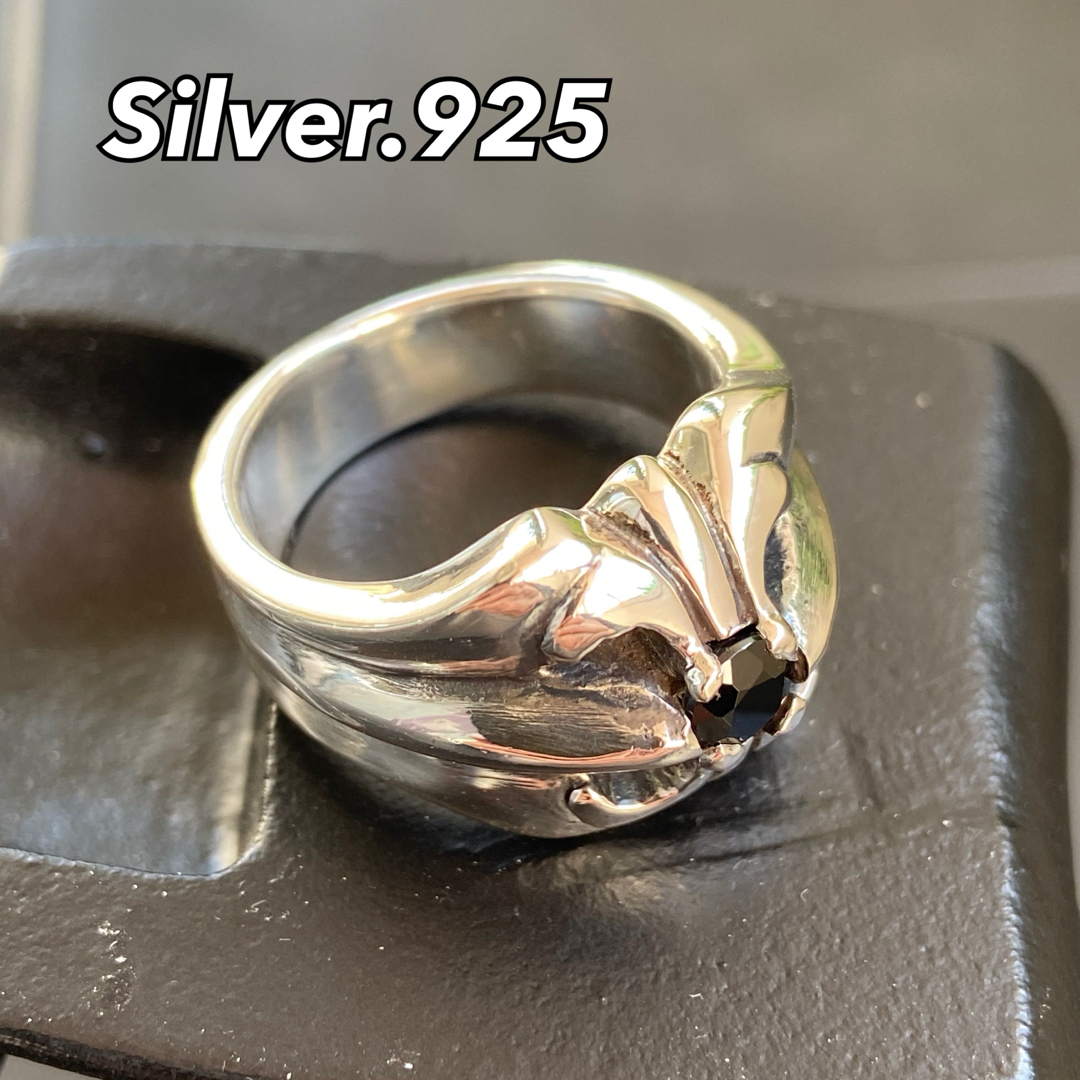 NY シルバーリング【23号】メンズリング SILVER925 指輪 BK石 NY シルバーリング【23号】メンズリング SILVER925 指輪 BK石