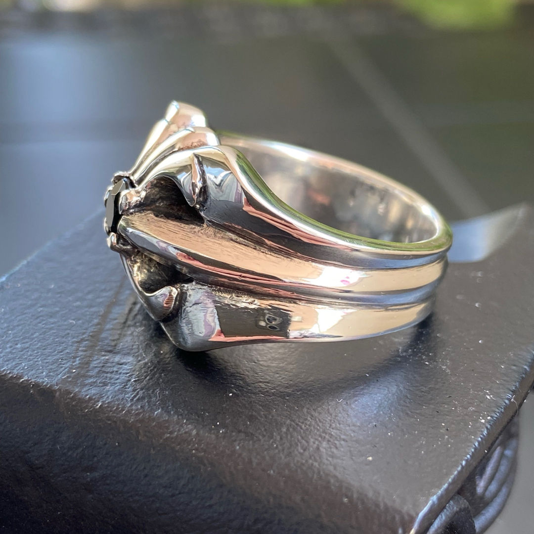 NY シルバーリング【23号】メンズリング SILVER925 指輪 BK石 NY シルバーリング【23号】メンズリング SILVER925 指輪 BK石