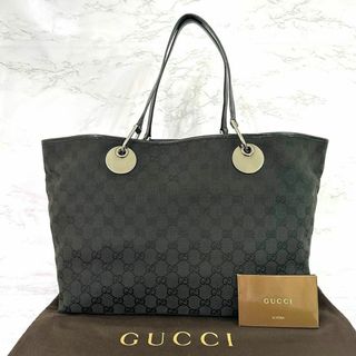 グッチ(Gucci)のグッチ GUCCI トートバッグ レザー GGキャンバス ブラック 黒(トートバッグ)