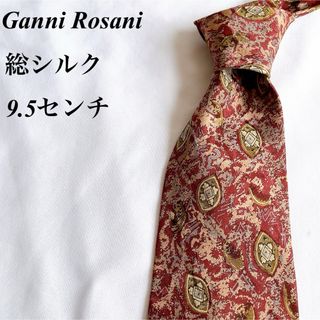 美品★Ganni Rosabi★レッド★ペイズリー★総シルク★ネクタイ★9.5(ネクタイ)