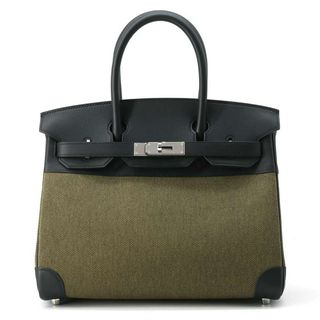 エルメス(Hermes)のエルメス バーキン30 ブラック/ヴェールミリタリー/シルバー金具 スイフト/トワルアッシュ B刻印HERMES Birkin 黒(ハンドバッグ)