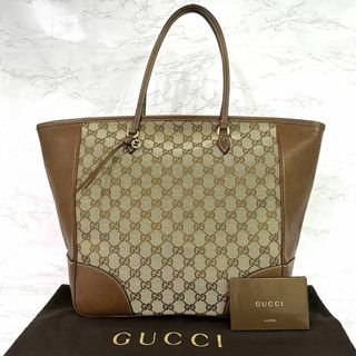 グッチ(Gucci)の美品 グッチ GUCCI トートバッグ レザー GGキャンバス ブラウン(トートバッグ)