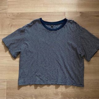 ユニクロ(UNIQLO)のuniqlo スラブジャージーボーダークロップドT（半袖）XXL 【送料込】(Tシャツ(半袖/袖なし))