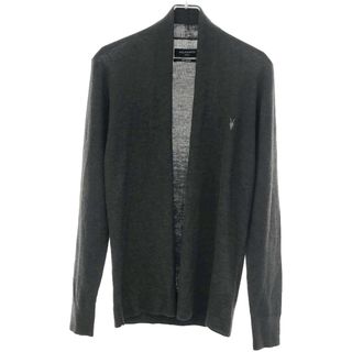 ALLSAINTS オールセインツ MODE MERINO OPEN CARDIGAN ワンポイント刺繍メリノウールニットカーディガン MK002D チャコール系 S(カーディガン)