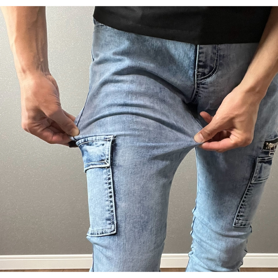 【ケミカルデニム】1カーゴ仕様スキニーパンツ大人気 ザラ ロンハーマン 好きな方 メンズのパンツ(デニム/ジーンズ)の商品写真