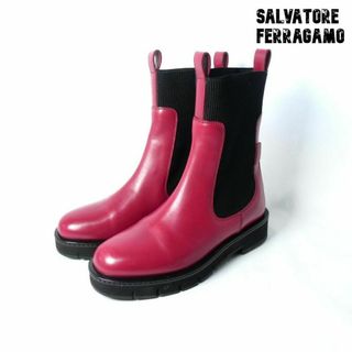 サルヴァトーレフェラガモ(Salvatore Ferragamo)の美品 サルヴァトーレフェラガモ レザー サイドゴア チェルシーブーツ(ブーツ)