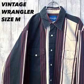 ラングラー(Wrangler)のヴィンテージ古着　ラングラーマルチカラーアシンメトリーストライプウエスタンシャツ(シャツ)