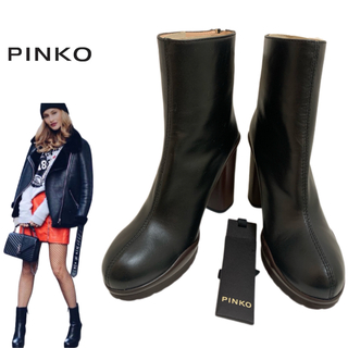 ピンコ(PINKO)のPINKO ピンコ 未使用 ITALY製 バッグジップ レザーヒールブーツ 35(ブーツ)