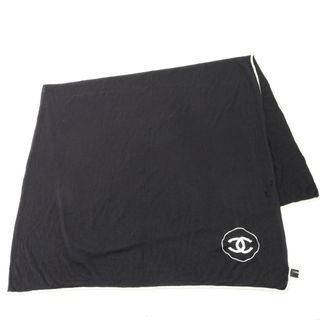 CHANEL - 美品 シャネル アイコン ココマーク カシミヤ シルク カシシル ストール マフラー ブラック 黒 大判 レディース YYM V9-10