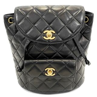 シャネル(CHANEL)のCHANEL シャネル リュック マトラッセ バックパック チェーンショルダー ターンロック ココマーク ココ かばん 鞄 ラムスキン    ブラック 黒 ゴールド金具 レディース【中古品】(リュック/バックパック)