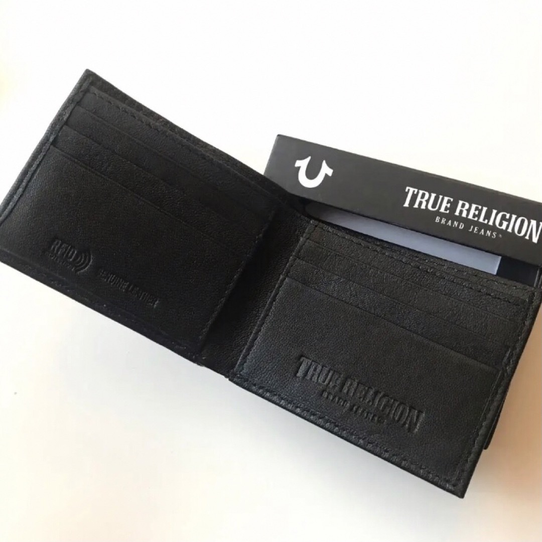 True Religion(トゥルーレリジョン)のレア【新品】本革 トゥルーレリジョン USA レザー 折り財布 黒 メンズのファッション小物(折り財布)の商品写真