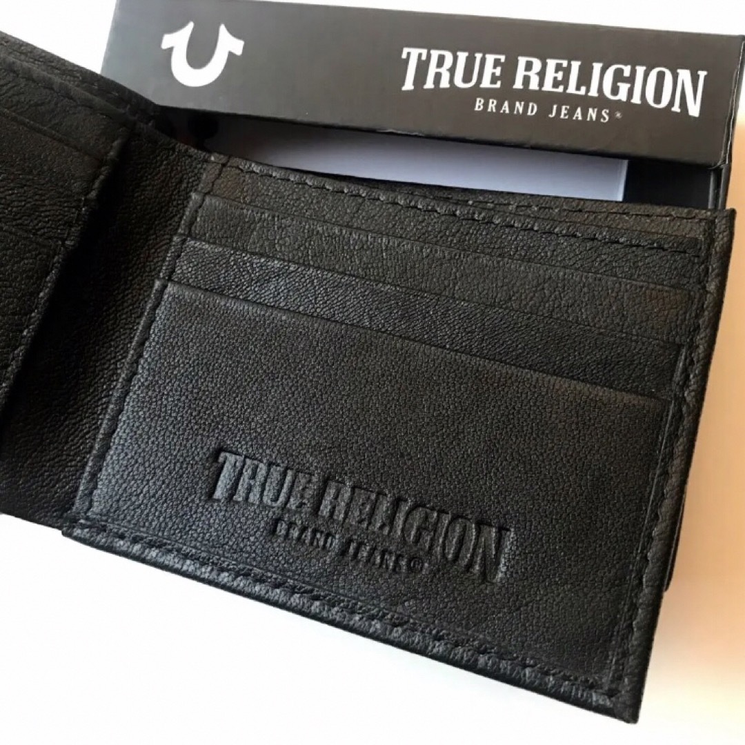 True Religion(トゥルーレリジョン)のレア【新品】本革 トゥルーレリジョン USA レザー 折り財布 黒 メンズのファッション小物(折り財布)の商品写真